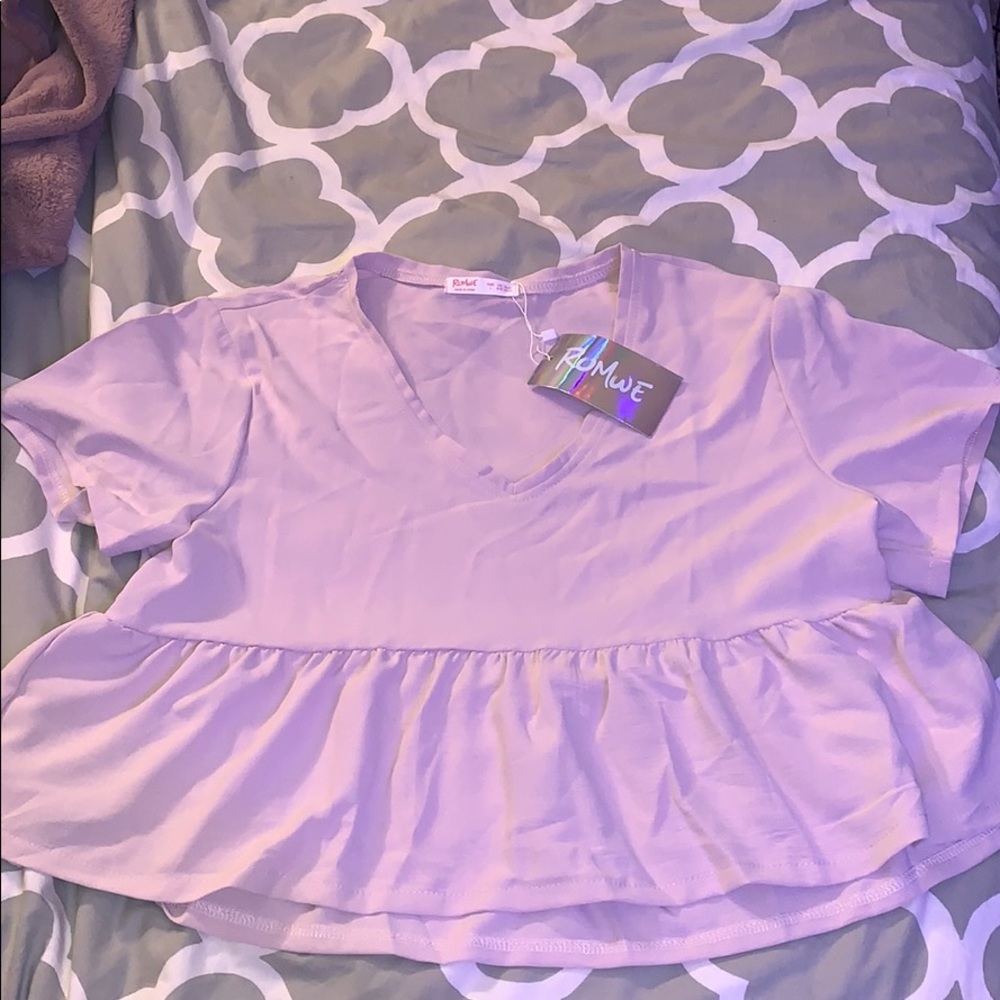 ROMWE Cropped Pink Flowy Top